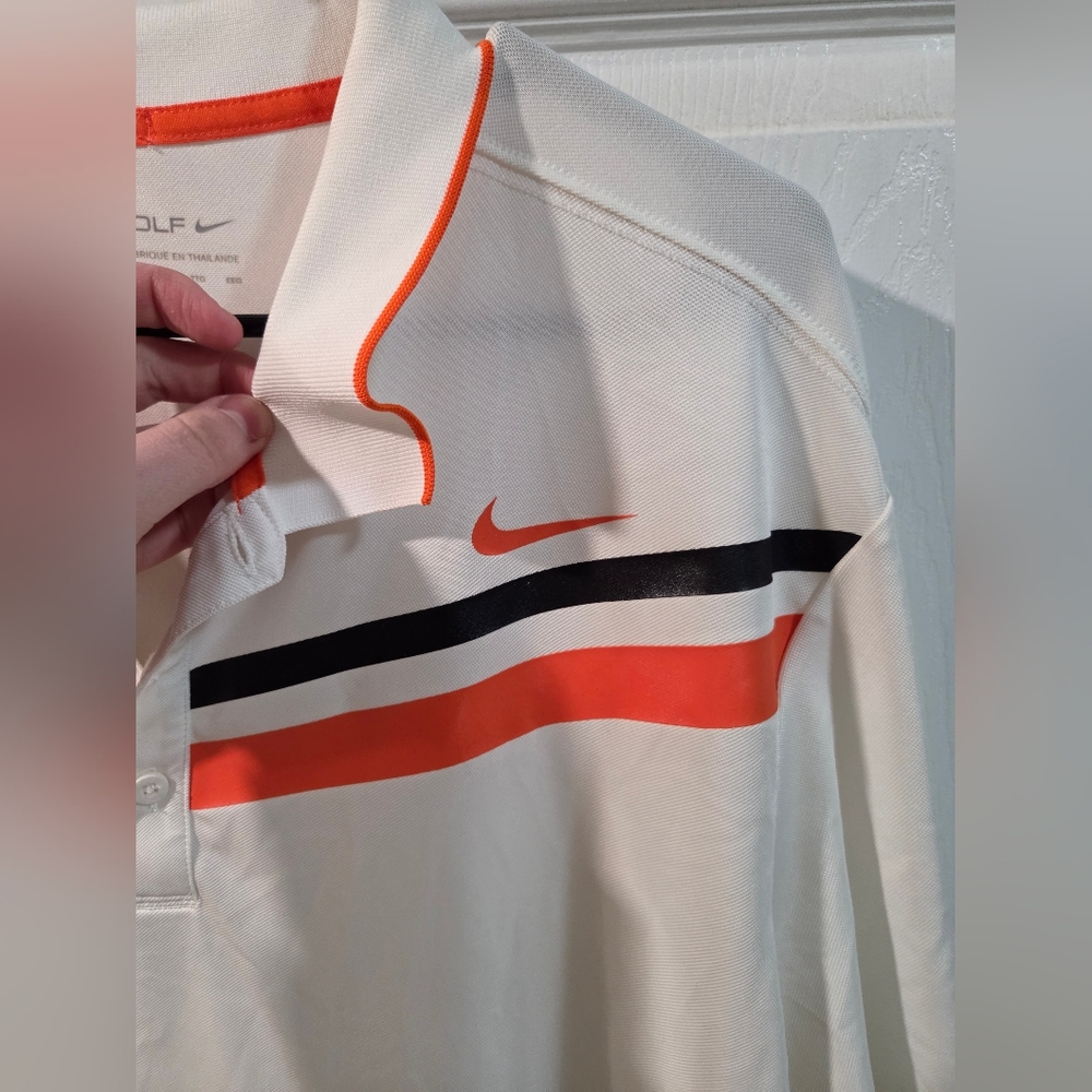 Nike Golf White and Orange Polo Shirt